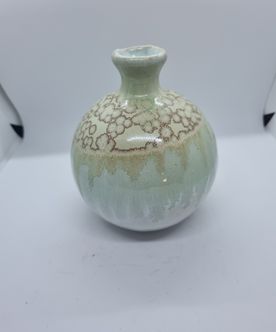 Rosenvase i Lysegrøn/hvid med Krystaleffekt