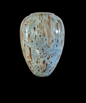 Høj Vase i lyseblå glasur og krystaller